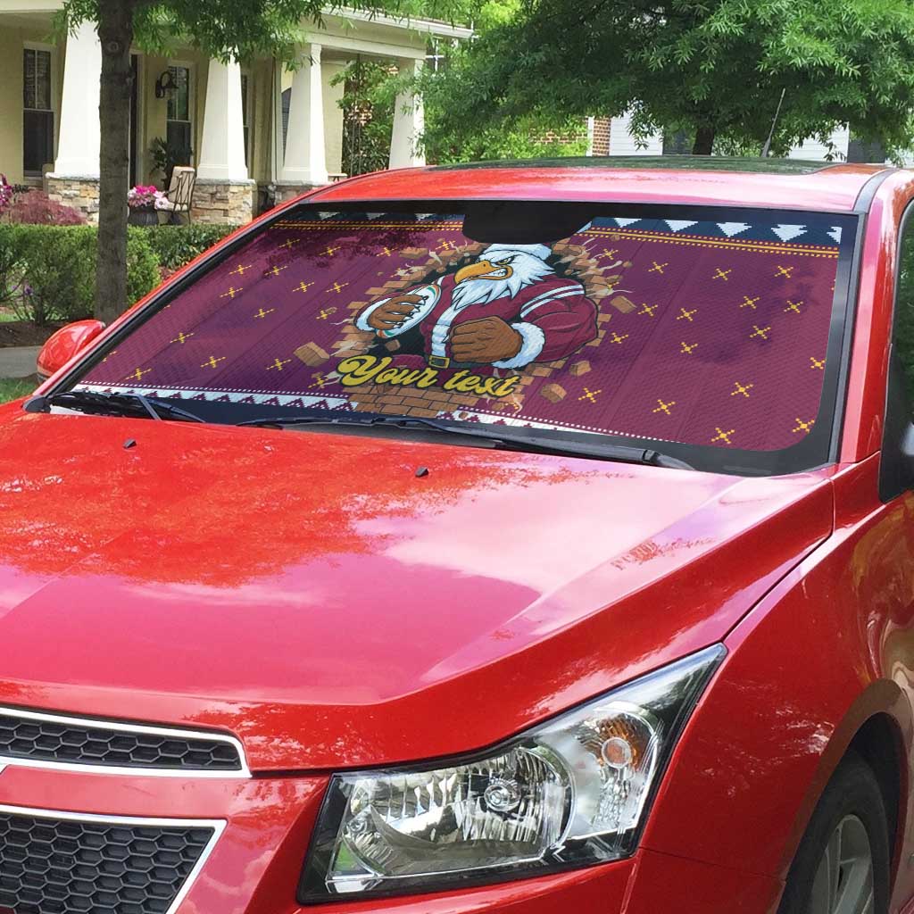 Merry Eagle Roar Personalized Auto Sun Shade Christmas Rugby League Spirit - undefined
