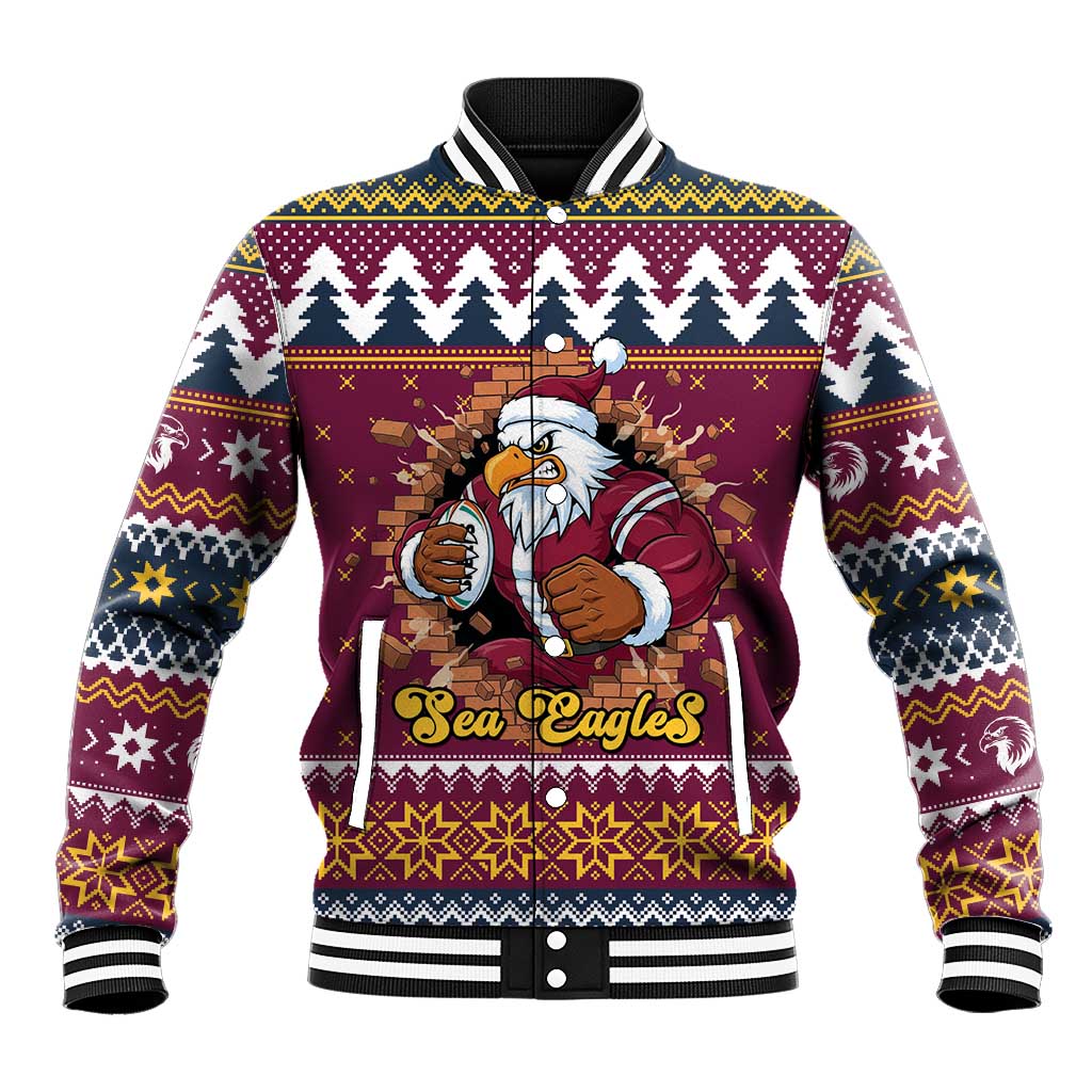 Merry Eagle Roar Personalized Baseball Jacket Christmas Rugby League Spirit - Aussie Hoodie