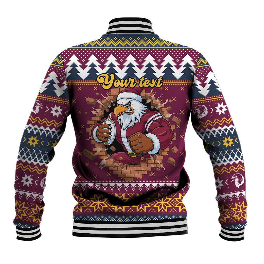 Merry Eagle Roar Personalized Baseball Jacket Christmas Rugby League Spirit - Aussie Hoodie
