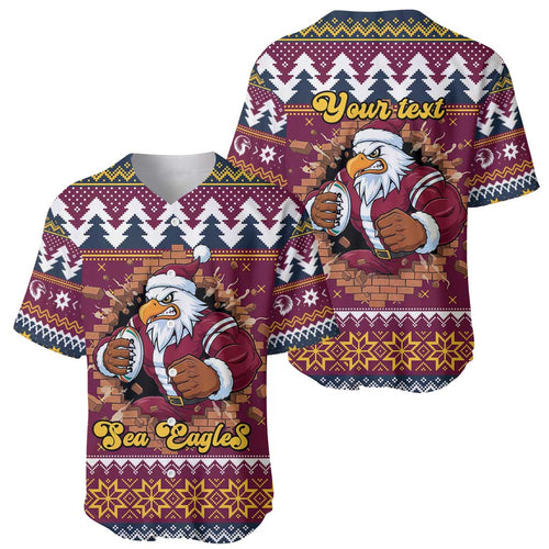 Merry Eagle Roar Personalized Baseball Jersey Christmas Rugby League Spirit - Aussie Hoodie