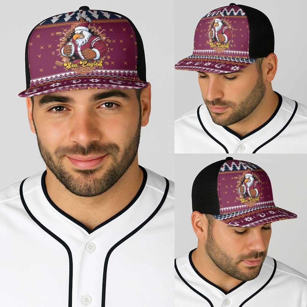 Merry Eagle Roar Baseball Net Cap Christmas Rugby League Spirit - Aussie Hoodie