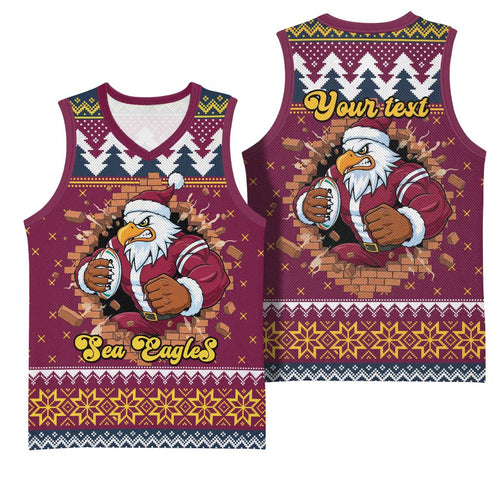 Merry Eagle Roar Personalized Basketball Jersey Christmas Rugby League Spirit - Aussie Hoodie
