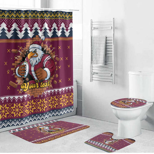 Merry Eagle Roar Personalized Bathroom Set Christmas Rugby League Spirit - Aussie Hoodie
