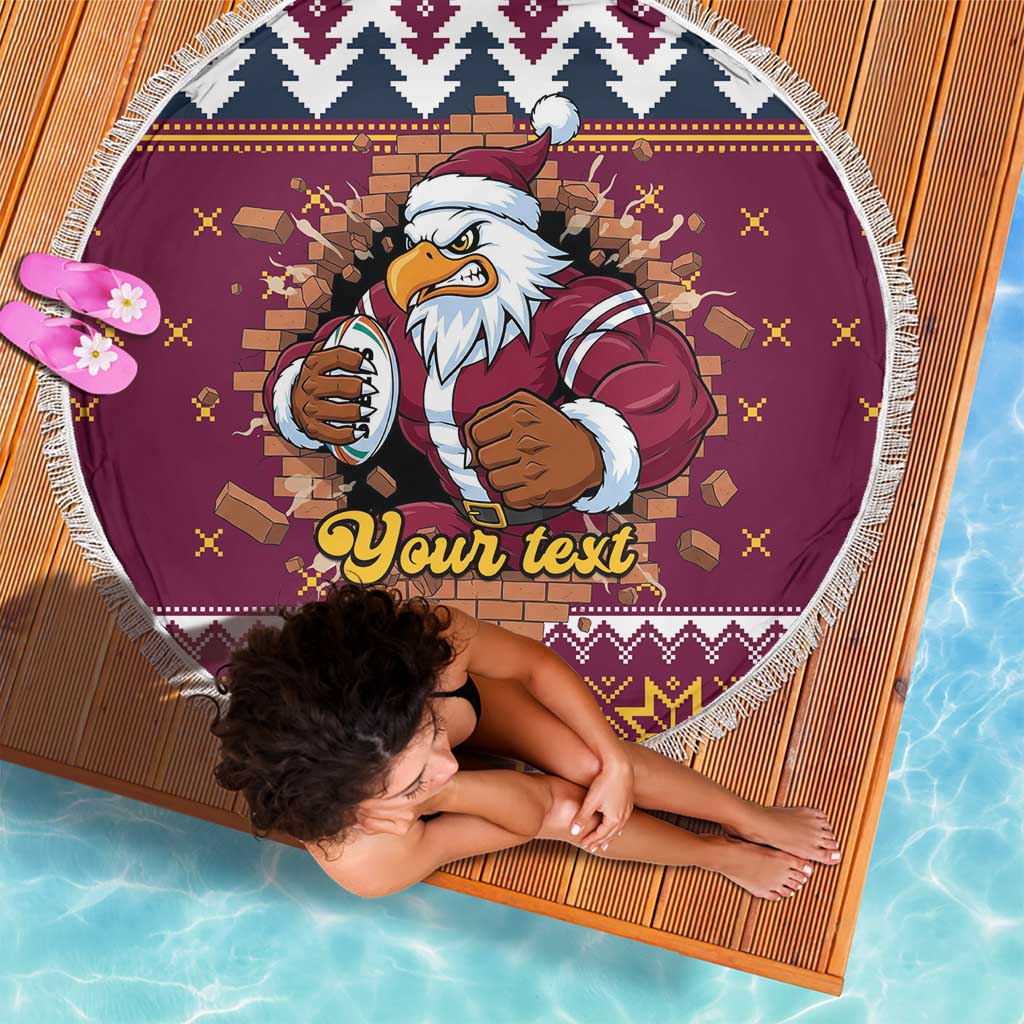 Merry Eagle Roar Personalized Beach Blanket Christmas Rugby League Spirit - Aussie Hoodie