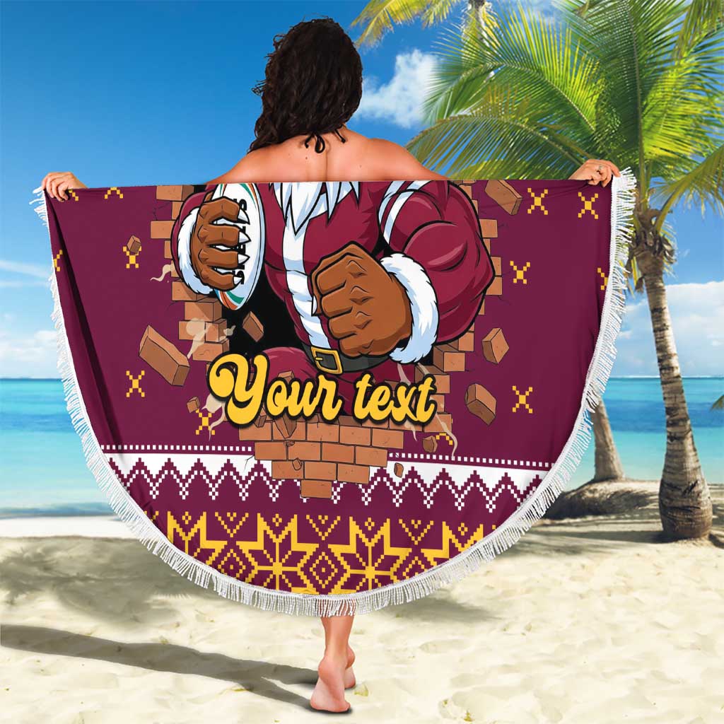 Merry Eagle Roar Personalized Beach Blanket Christmas Rugby League Spirit - Aussie Hoodie