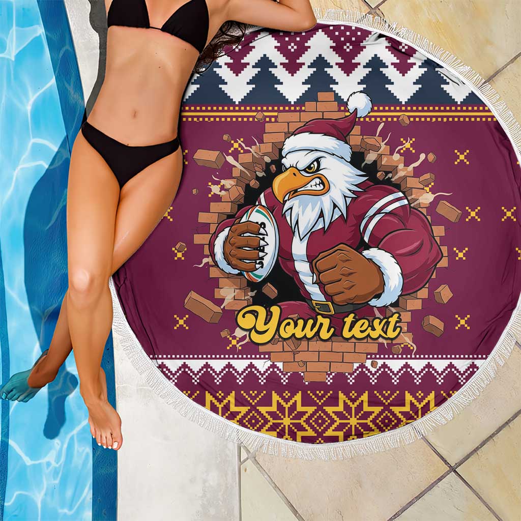 Merry Eagle Roar Personalized Beach Blanket Christmas Rugby League Spirit - Aussie Hoodie