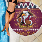 Merry Eagle Roar Personalized Beach Blanket Christmas Rugby League Spirit - Aussie Hoodie