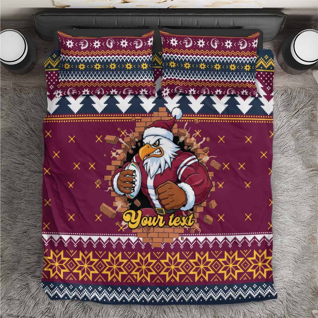 Merry Eagle Roar Personalized Bedding Set Christmas Rugby League Spirit - Aussie Hoodie