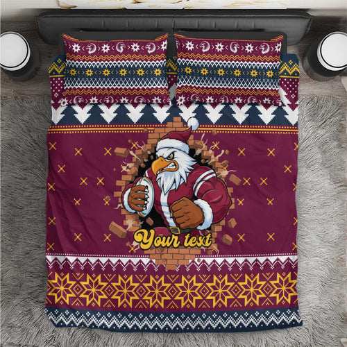 Merry Eagle Roar Personalized Bedding Set Christmas Rugby League Spirit - Aussie Hoodie