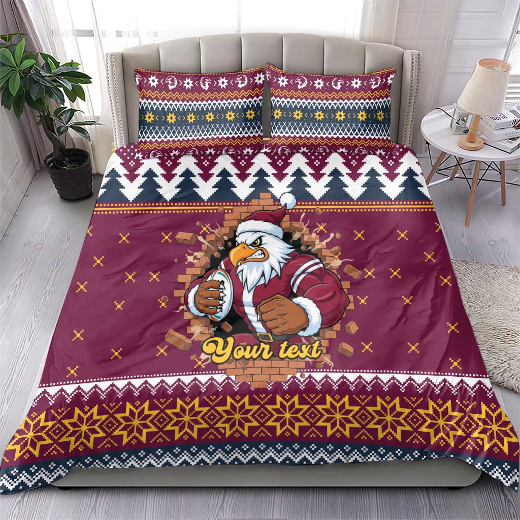 Merry Eagle Roar Personalized Bedding Set Christmas Rugby League Spirit - Aussie Hoodie