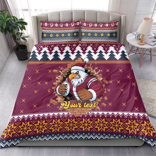 Merry Eagle Roar Personalized Bedding Set Christmas Rugby League Spirit - Aussie Hoodie