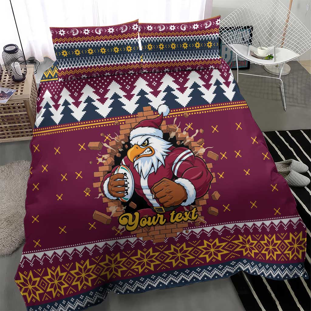 Merry Eagle Roar Personalized Bedding Set Christmas Rugby League Spirit - Aussie Hoodie