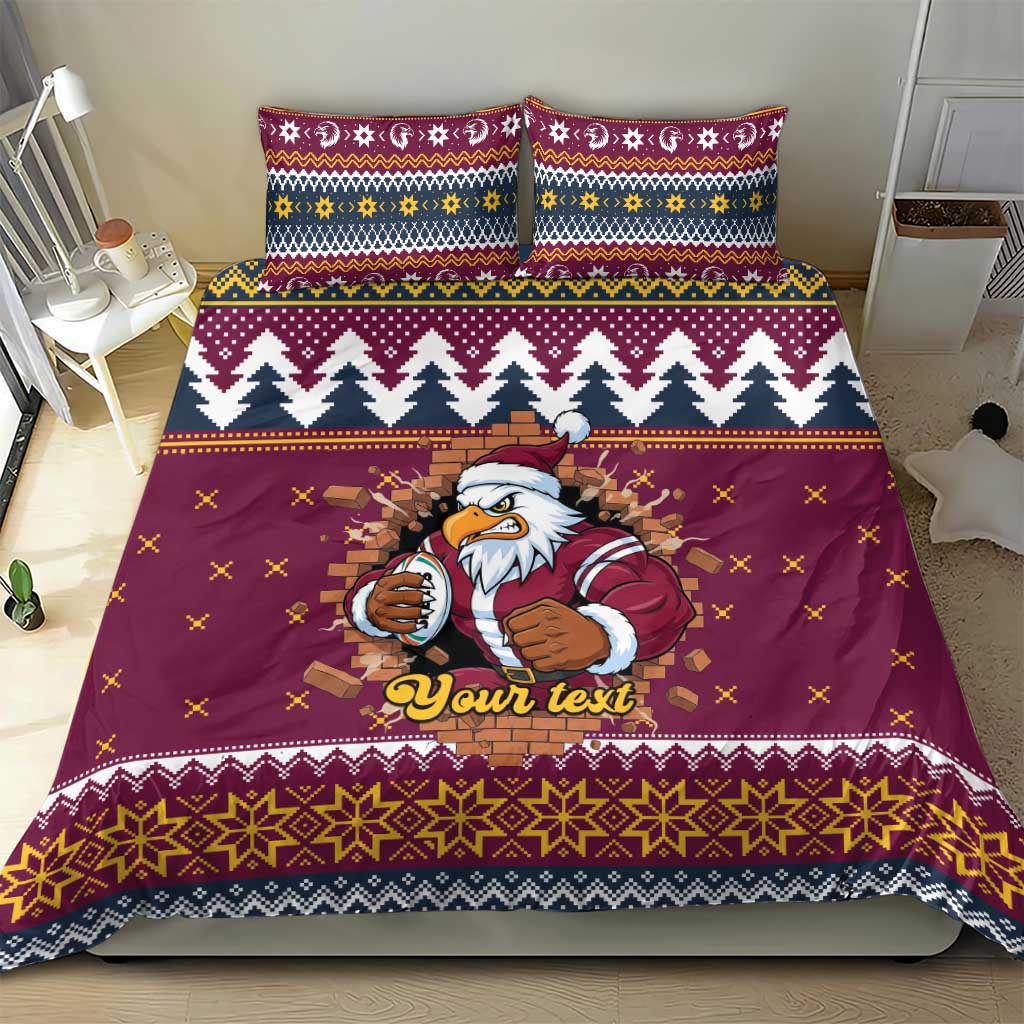 Merry Eagle Roar Personalized Bedding Set Christmas Rugby League Spirit - Aussie Hoodie