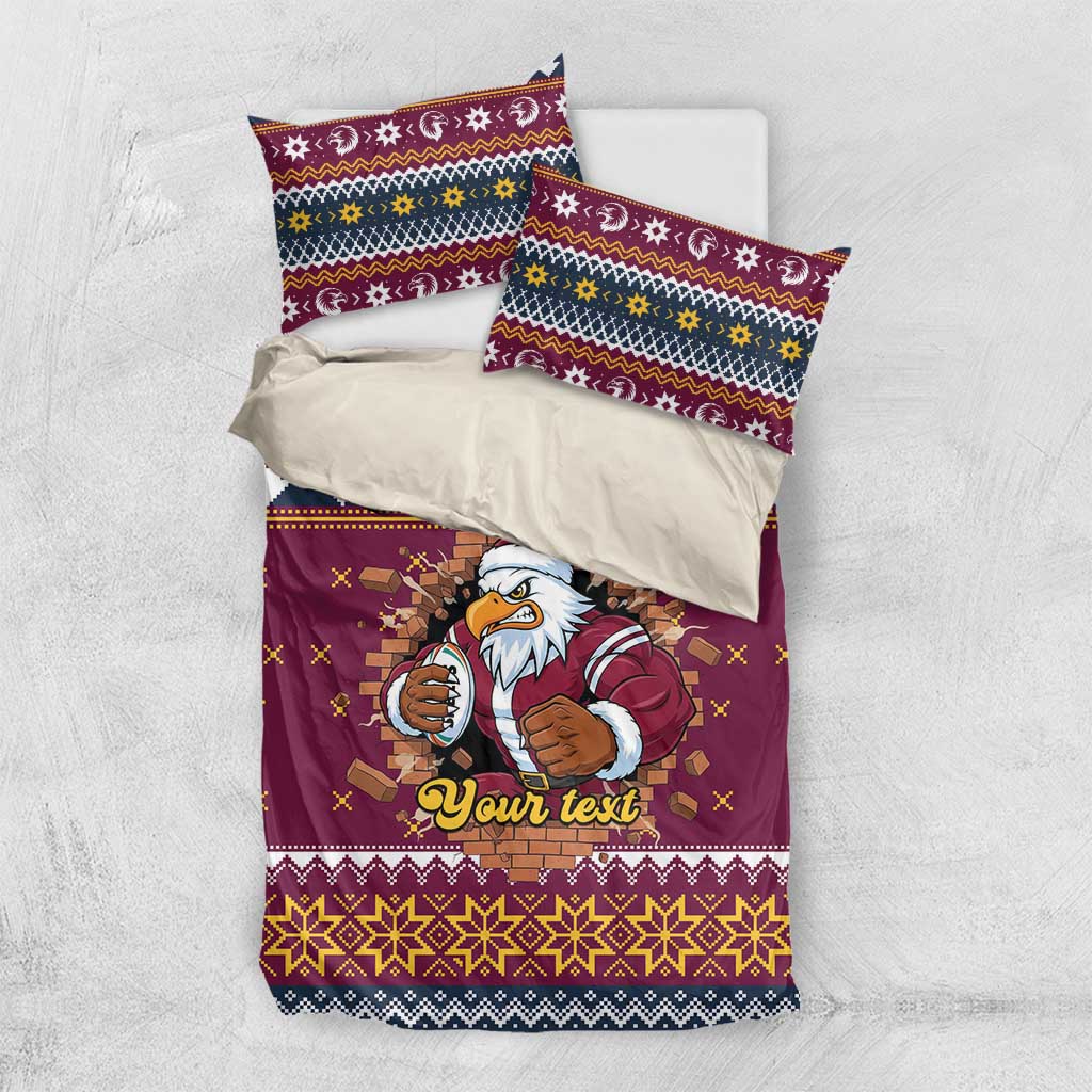 Merry Eagle Roar Personalized Bedding Set Christmas Rugby League Spirit - Aussie Hoodie