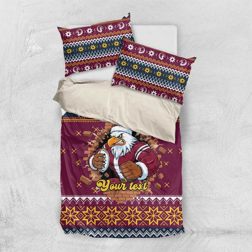 Merry Eagle Roar Personalized Bedding Set Christmas Rugby League Spirit - Aussie Hoodie