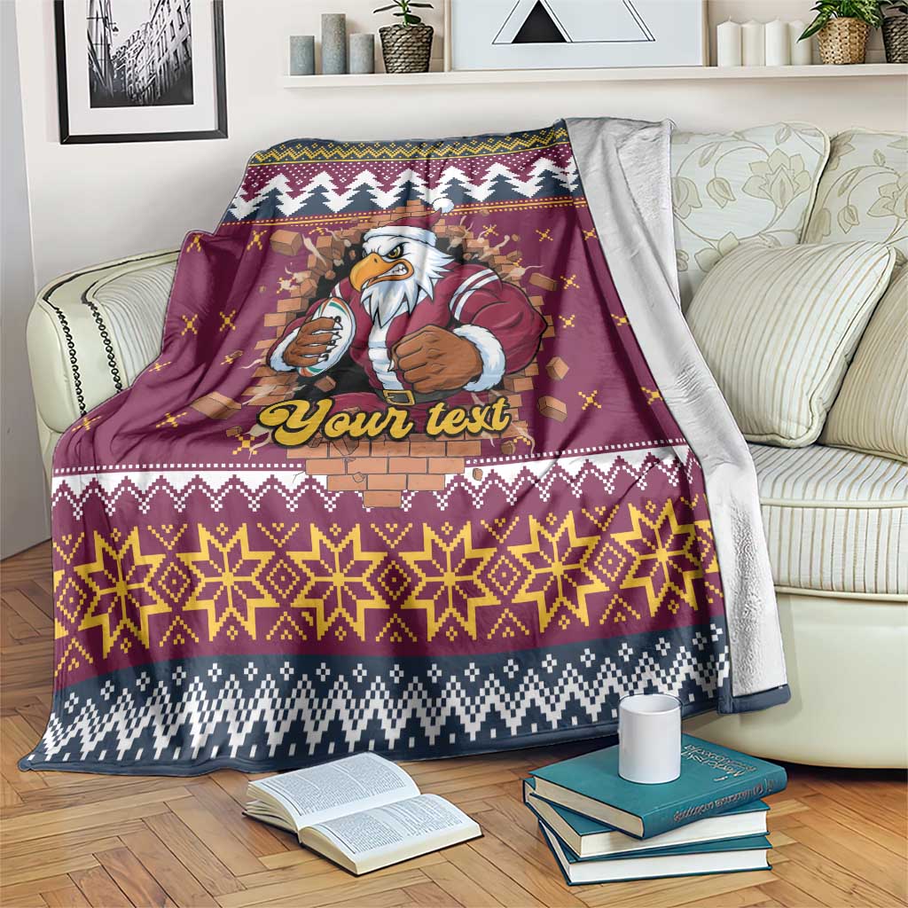 Merry Eagle Roar Personalized Blanket Christmas Rugby League Spirit - Aussie Hoodie