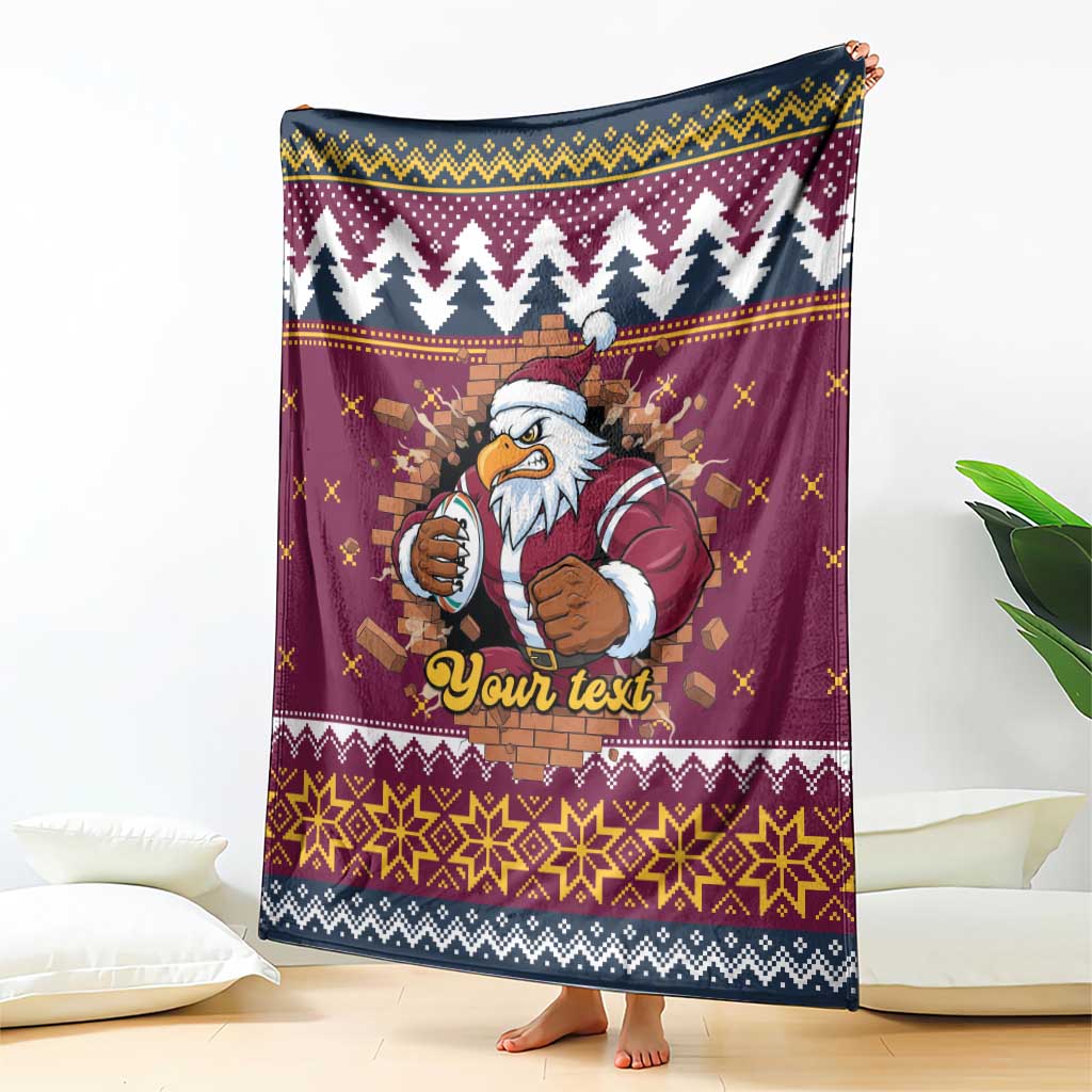 Merry Eagle Roar Personalized Blanket Christmas Rugby League Spirit - Aussie Hoodie