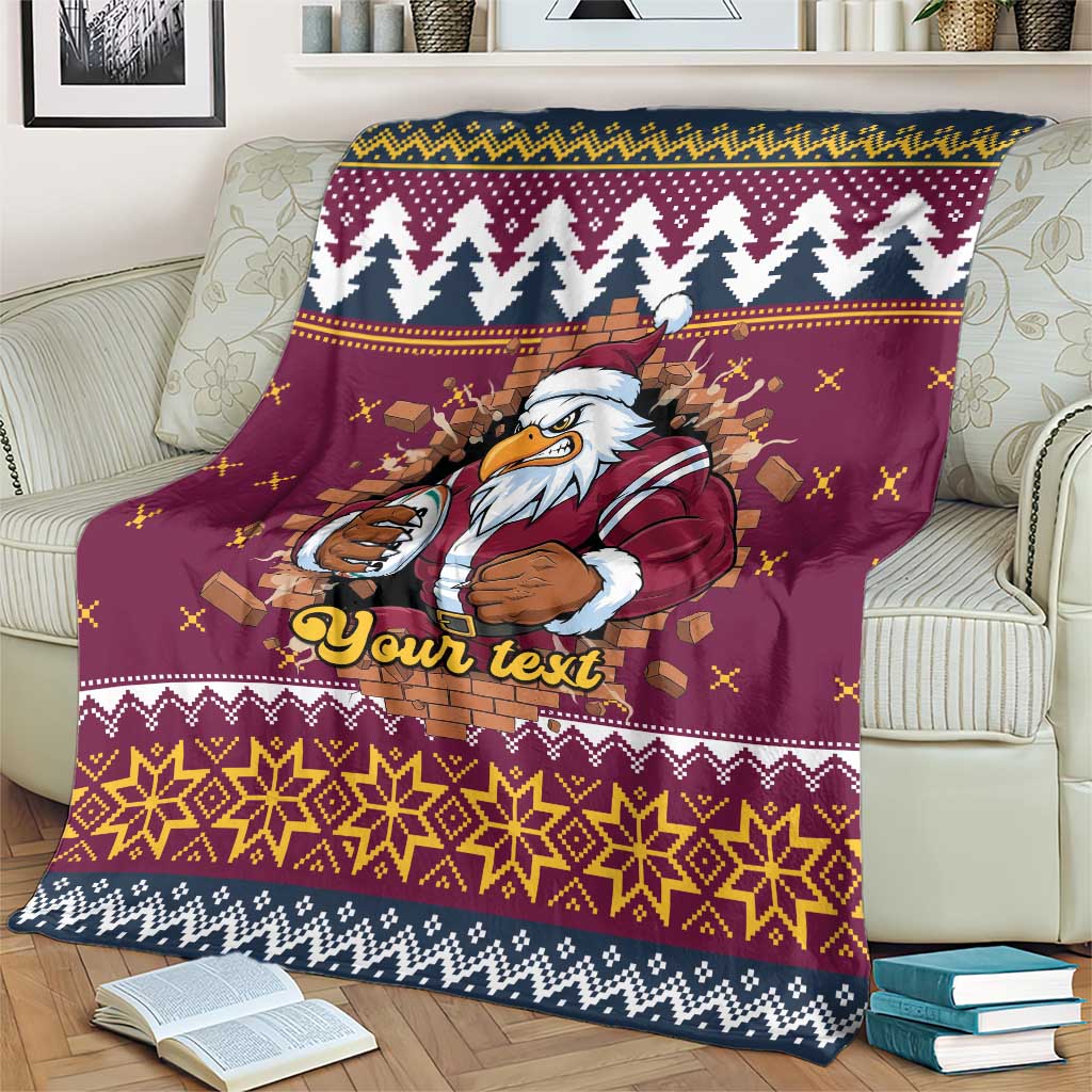 Merry Eagle Roar Personalized Blanket Christmas Rugby League Spirit - Aussie Hoodie