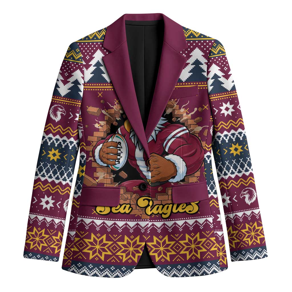 Merry Eagle Roar Personalized Blazer Christmas Rugby League Spirit - Aussie Hoodie