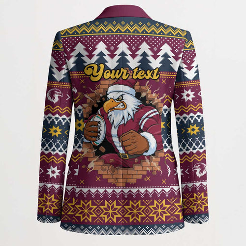 Merry Eagle Roar Personalized Blazer Christmas Rugby League Spirit - Aussie Hoodie