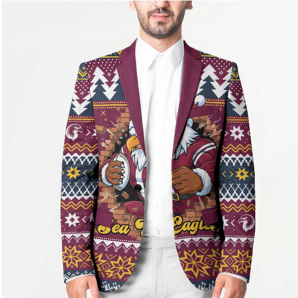 Merry Eagle Roar Personalized Blazer Christmas Rugby League Spirit - Aussie Hoodie