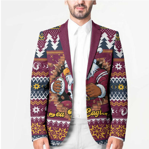 Merry Eagle Roar Personalized Blazer Christmas Rugby League Spirit - Aussie Hoodie