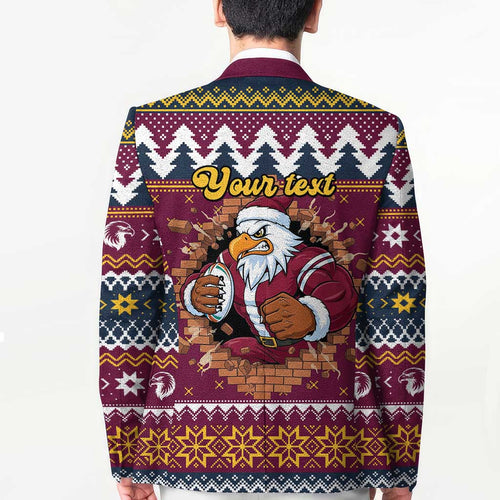 Merry Eagle Roar Personalized Blazer Christmas Rugby League Spirit - Aussie Hoodie