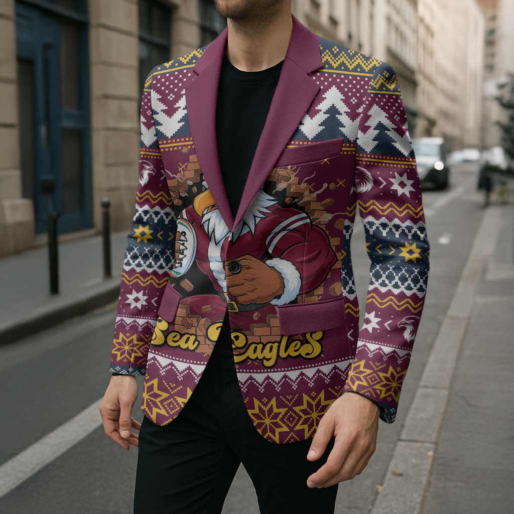Merry Eagle Roar Personalized Blazer Christmas Rugby League Spirit - Aussie Hoodie