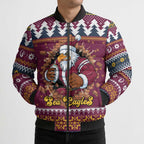 Merry Eagle Roar Personalized Bomber Puffer Jacket Christmas Rugby League Spirit - Aussie Hoodie