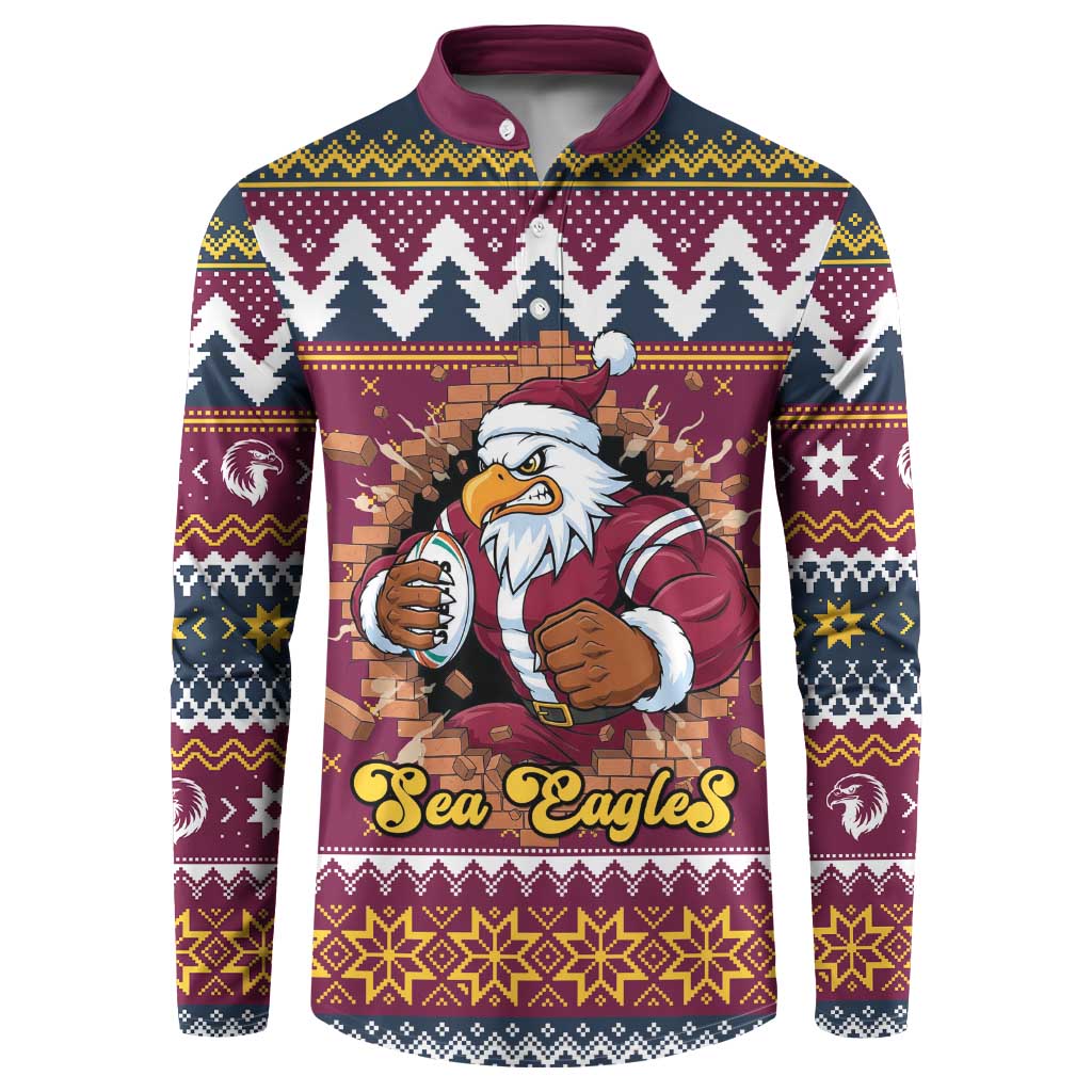 Merry Eagle Roar Personalized Button Sweatshirt Christmas Rugby League Spirit - Aussie Hoodie