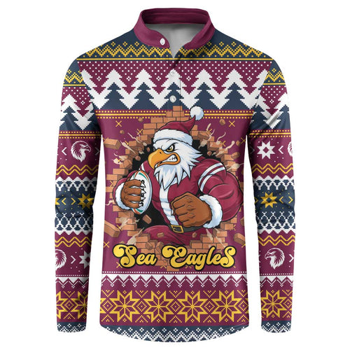 Merry Eagle Roar Personalized Button Sweatshirt Christmas Rugby League Spirit - Aussie Hoodie