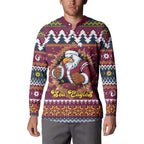 Merry Eagle Roar Personalized Button Sweatshirt Christmas Rugby League Spirit - Aussie Hoodie