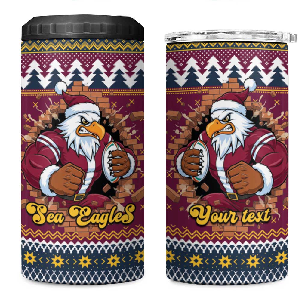 Merry Eagle Roar Personalized 4 in 1 Can Cooler Tumbler Christmas Rugby League Spirit - Aussie Hoodie