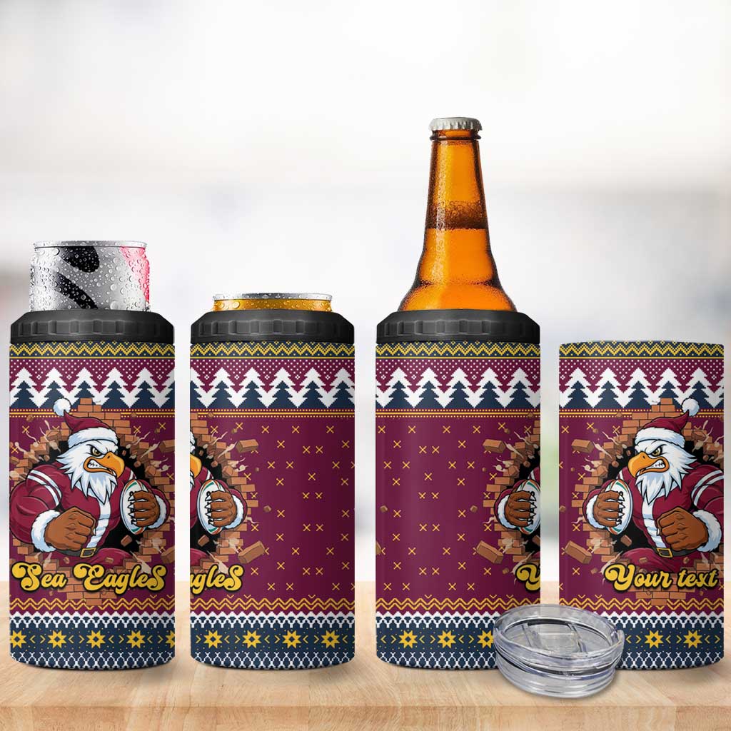 Merry Eagle Roar Personalized 4 in 1 Can Cooler Tumbler Christmas Rugby League Spirit - Aussie Hoodie