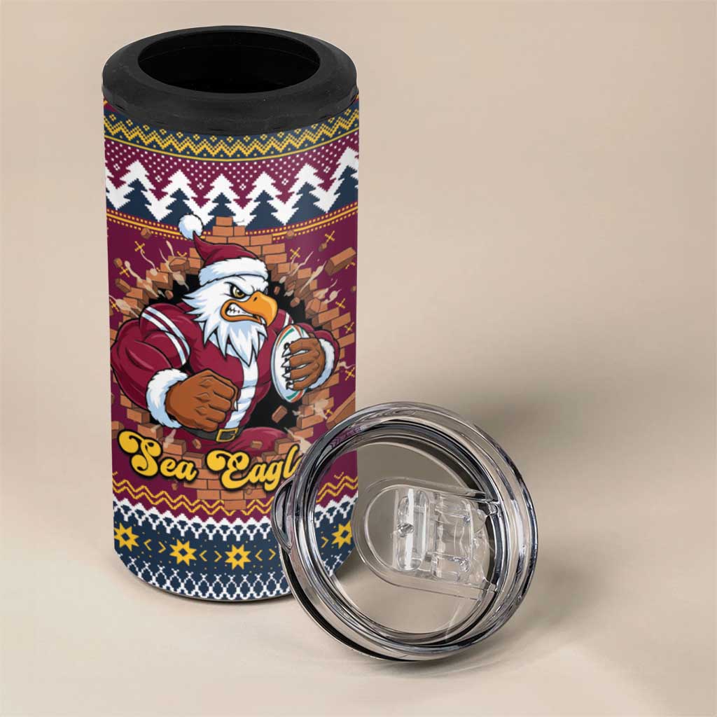 Merry Eagle Roar Personalized 4 in 1 Can Cooler Tumbler Christmas Rugby League Spirit - Aussie Hoodie