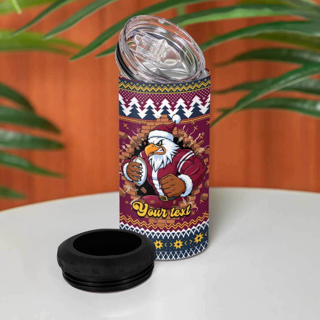 Merry Eagle Roar Personalized 4 in 1 Can Cooler Tumbler Christmas Rugby League Spirit - Aussie Hoodie