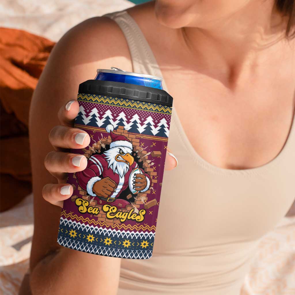 Merry Eagle Roar Personalized 4 in 1 Can Cooler Tumbler Christmas Rugby League Spirit - Aussie Hoodie