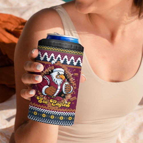Merry Eagle Roar Personalized 4 in 1 Can Cooler Tumbler Christmas Rugby League Spirit - Aussie Hoodie