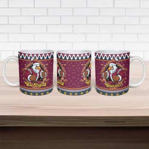 Merry Eagle Roar Personalized Ceramic Mug Christmas Rugby League Spirit - Aussie Hoodie