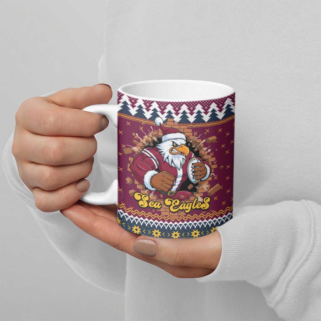 Merry Eagle Roar Personalized Ceramic Mug Christmas Rugby League Spirit - Aussie Hoodie