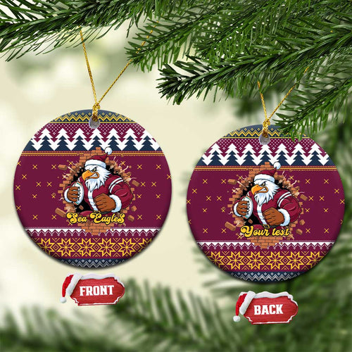 Merry Eagle Roar Personalized Ceramic Ornament Christmas Rugby League Spirit - Aussie Hoodie