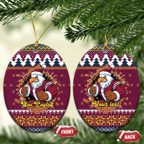 Merry Eagle Roar Personalized Ceramic Ornament Christmas Rugby League Spirit - Aussie Hoodie