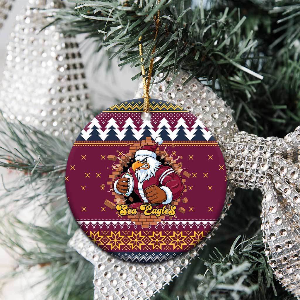 Merry Eagle Roar Personalized Ceramic Ornament Christmas Rugby League Spirit - Aussie Hoodie