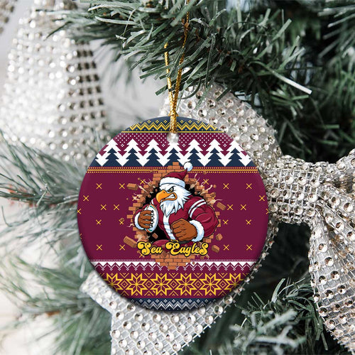 Merry Eagle Roar Personalized Ceramic Ornament Christmas Rugby League Spirit - Aussie Hoodie