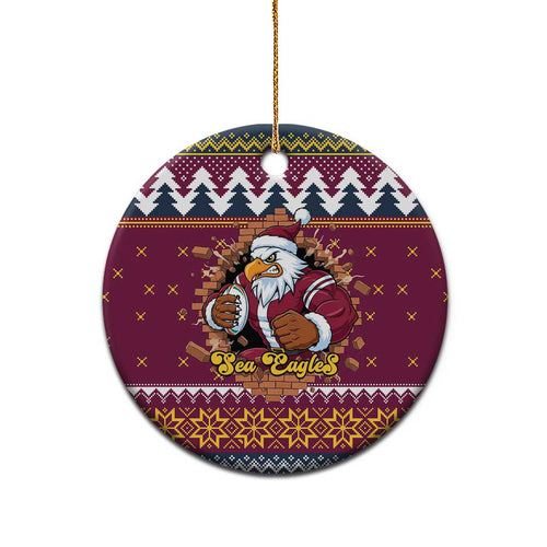 Merry Eagle Roar Personalized Ceramic Ornament Christmas Rugby League Spirit - Aussie Hoodie