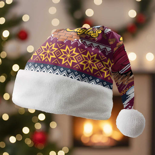 Merry Eagle Roar Personalized Christmas Santa Hat Christmas Rugby League Spirit - Aussie Hoodie