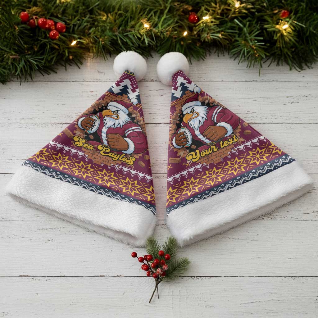 Merry Eagle Roar Personalized Christmas Santa Hat Christmas Rugby League Spirit - Aussie Hoodie