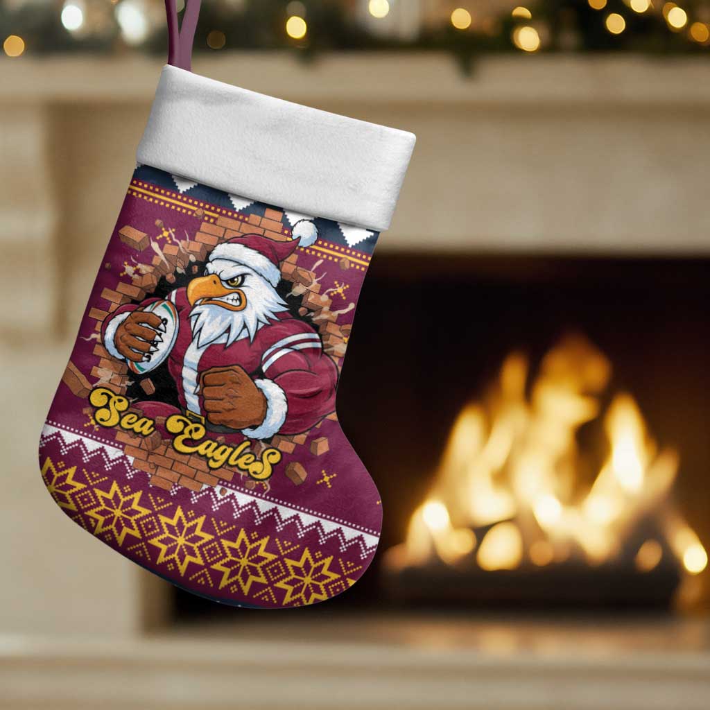 Merry Eagle Roar Personalized Christmas Stocking Christmas Rugby League Spirit - Aussie Hoodie