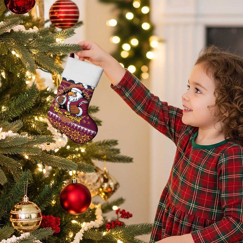 Merry Eagle Roar Personalized Christmas Stocking Christmas Rugby League Spirit - Aussie Hoodie