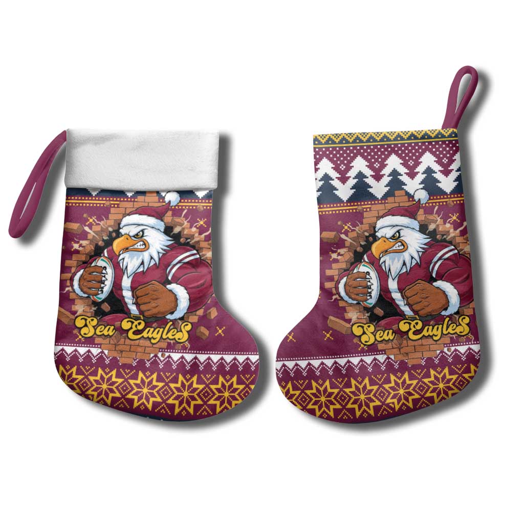 Merry Eagle Roar Personalized Christmas Stocking Christmas Rugby League Spirit - Aussie Hoodie
